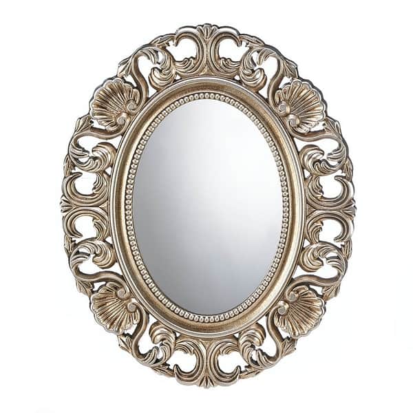Antique Style Golden Oval Wall Mirror - - 11345446