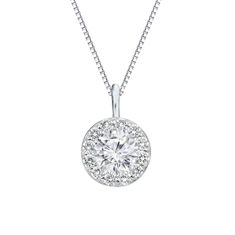 Auriya 14k Gold 1ct TDW Round Diamond Halo Necklace (H-I, SI1-SI2)