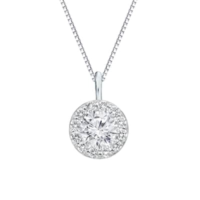 Auriya 14k Gold 1ct TDW Round Diamond Halo Necklace (H-I, SI1-SI2)