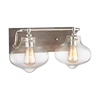 Elk Kelsey 2-light Vanity in Weathered Zinc With Polished Nickel Accents