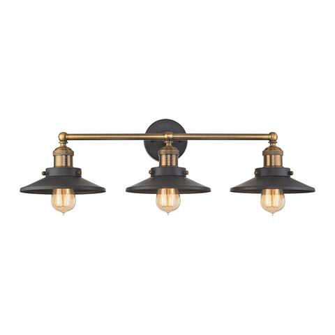 Elk English Pub 3-light Vanity in Tarnished Graphite and Antique Brass