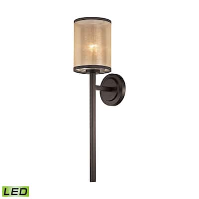 Elk Home Diffusion Oiled Bronze With Beige Organza 1 Light Sconce - Bed ...