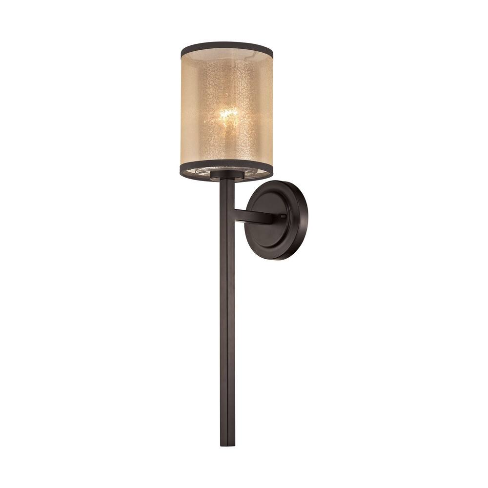 Elk Home Diffusion Oiled Bronze With Beige Organza 1 Light Sconce