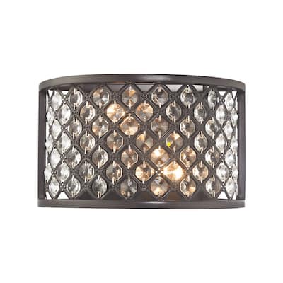 Elk Home Genevieve Oiled Bronze With Metal Shade 2 Light Sconce