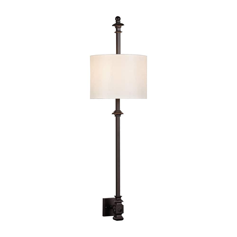 Elk Home Torch Oil Rubbed Bronze With Off White Shade 2 Light Sconce