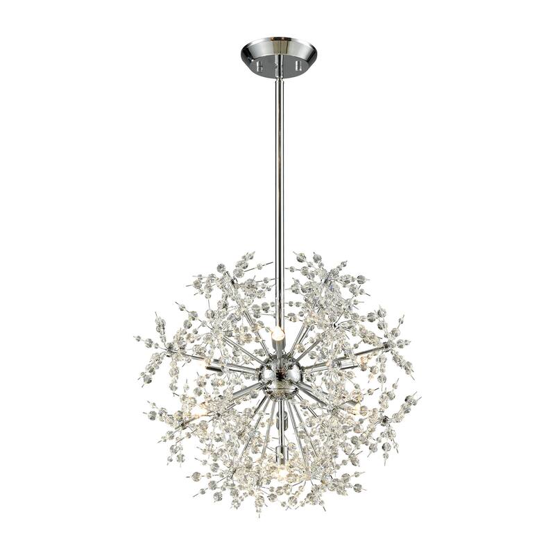 Elk Home Snowburst Chrome With Crystal Beads 7 Light Chandelier
