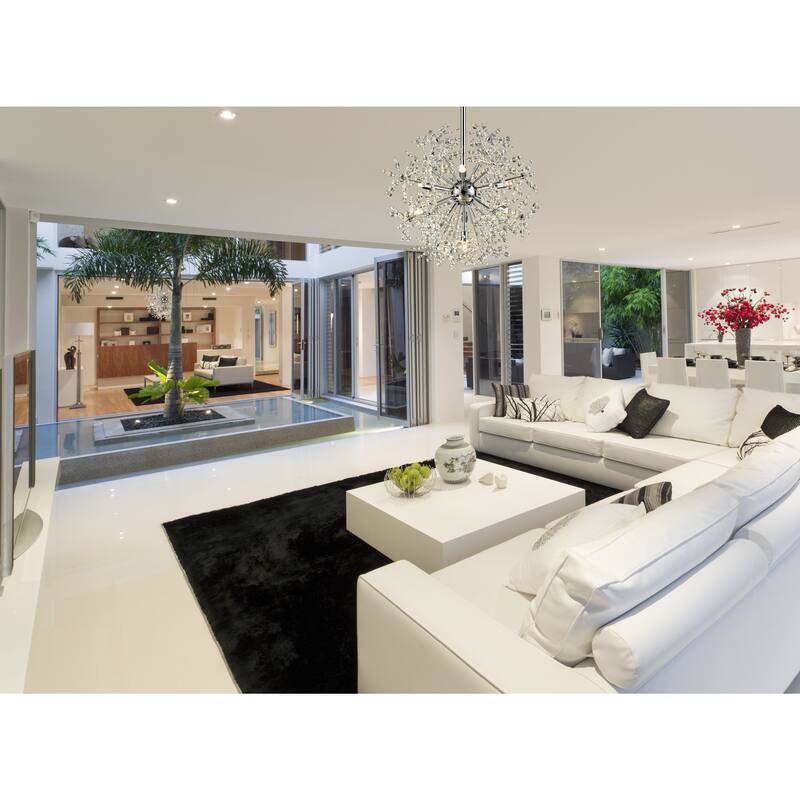 Elk Home Snowburst Chrome With Crystal Beads 7 Light Chandelier