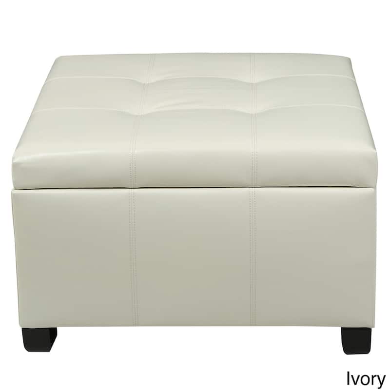 Cortez Faux Leather Storage Ottoman by Christopher Knight Home - Ivory