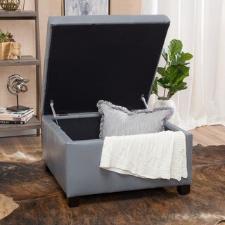 Cortez Faux Leather Storage Ottoman by Christopher Knight Home