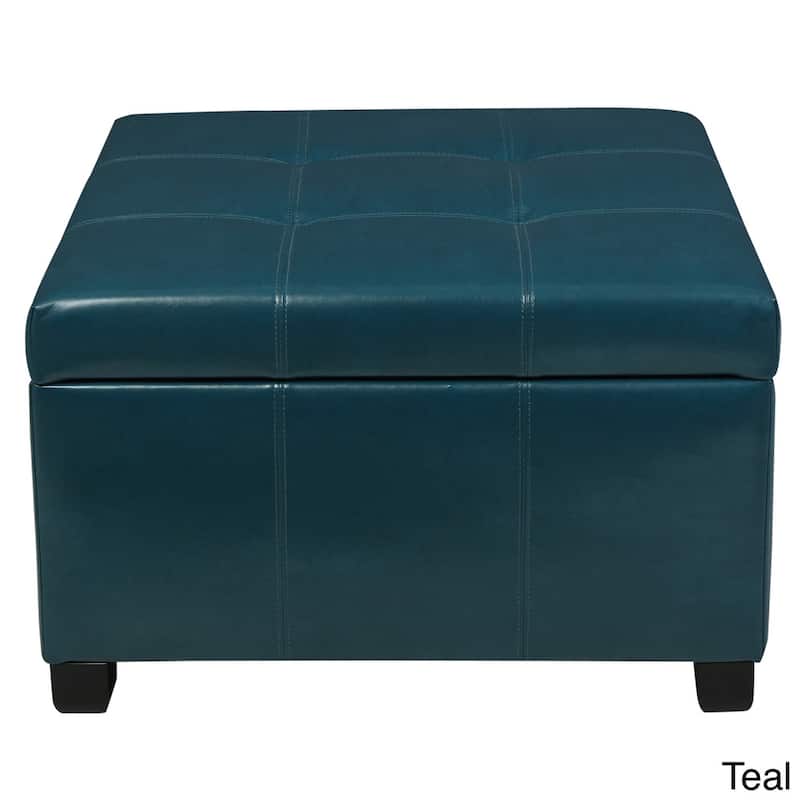 Cortez Faux Leather Storage Ottoman by Christopher Knight Home - Teal