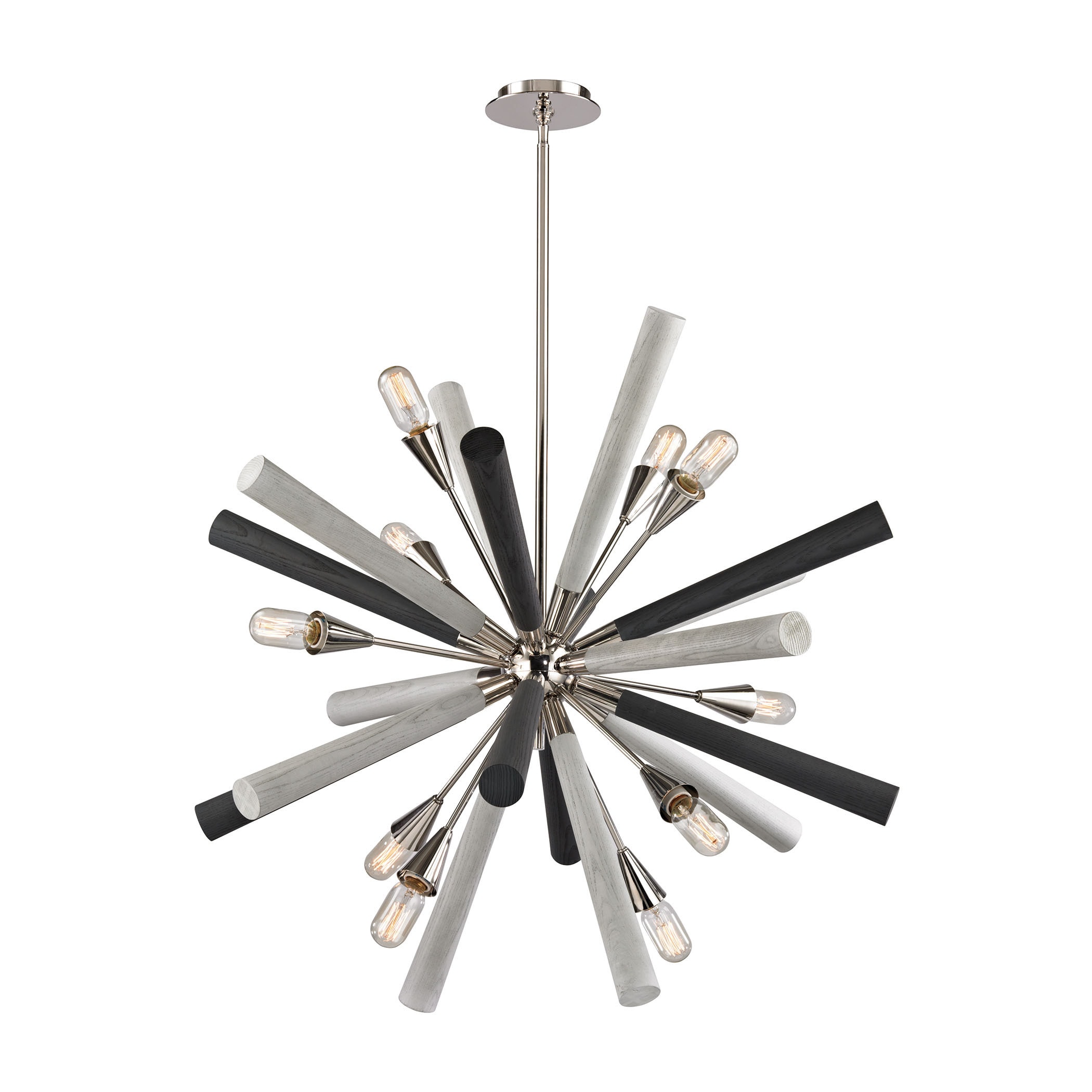 Elk Solara 10-light LED Chandelier in Polished Nickel (Polished Nickel, Dark-Light Gray Washed Wood) - Chandeliers For Bedrooms by Overstock.com