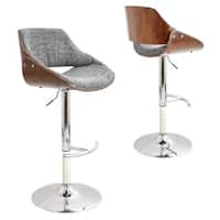 Carson Carrington Svellingen Mid-century Modern Walnut Wood and Fabric Adjustable Barstool