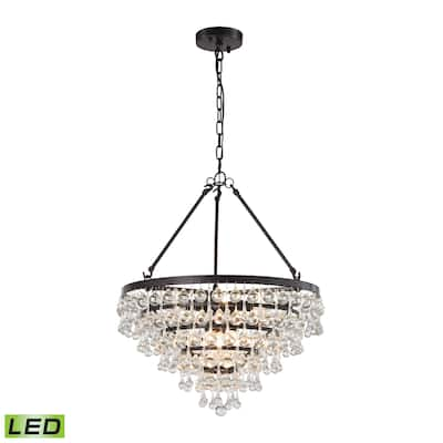 Elk Home Ramira Oiled Bronze With Clear Glass Drops 6 Light Chandelier