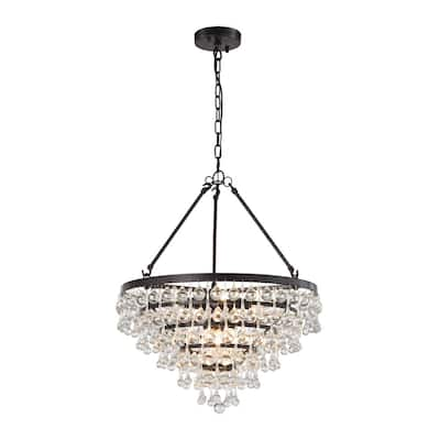 Elk Home Ramira Oiled Bronze With Clear Glass Drops 6 Light Chandelier