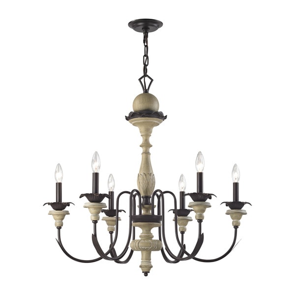 Elk Channery Point 6 light LED Chandelier in Aged Cream and Oil Rubbed