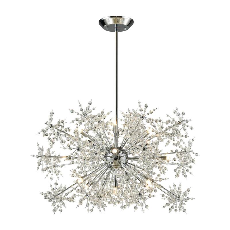 Elk Home Snowburst Chrome With Crystal Beads 15 Light Chandelier