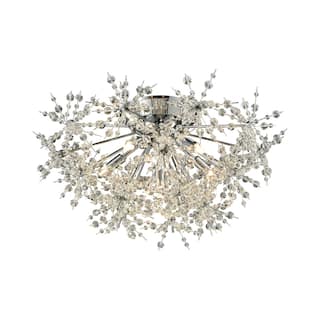 Elk Home Snowburst Chrome With Crystal Beads 6 Light Semi Flush