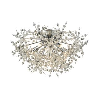 Elk Home Snowburst Chrome With Crystal Beads 6 Light Semi Flush