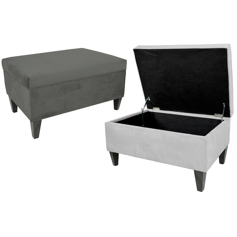 MJL Design Brooklyn Upholstered ENNIS Square Leg Box Storage Ottoman