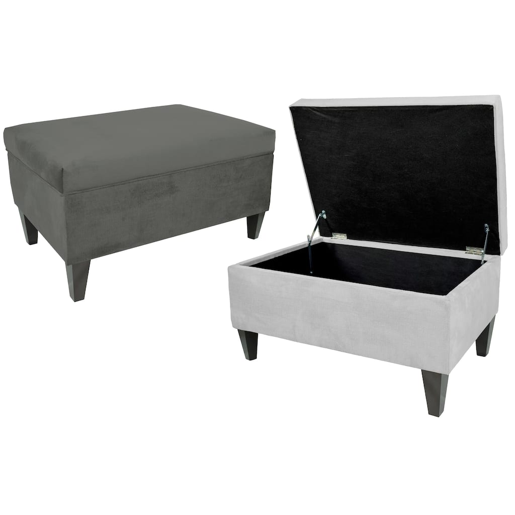 MJL Design Brooklyn Upholstered ENNIS Square Leg Box Storage Ottoman