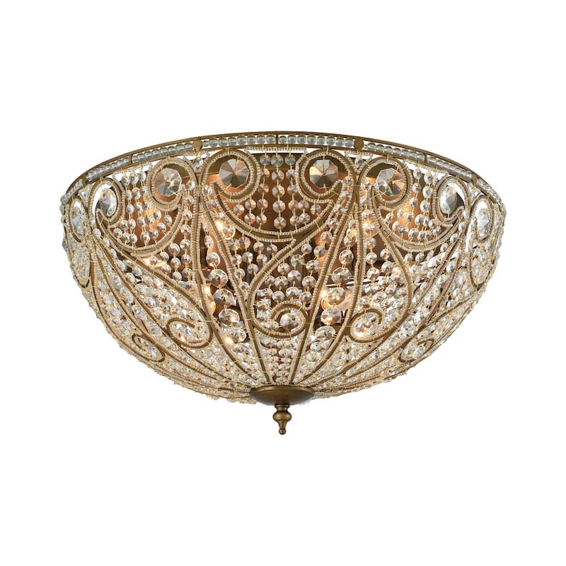 Elk Home Elizabethan Bronze With Crystal Glass 10 Light Flush Mount