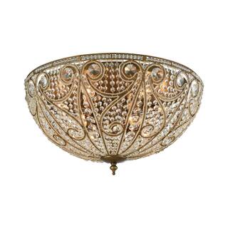 Elk Home Elizabethan Bronze With Crystal Glass 10 Light Flush Mount