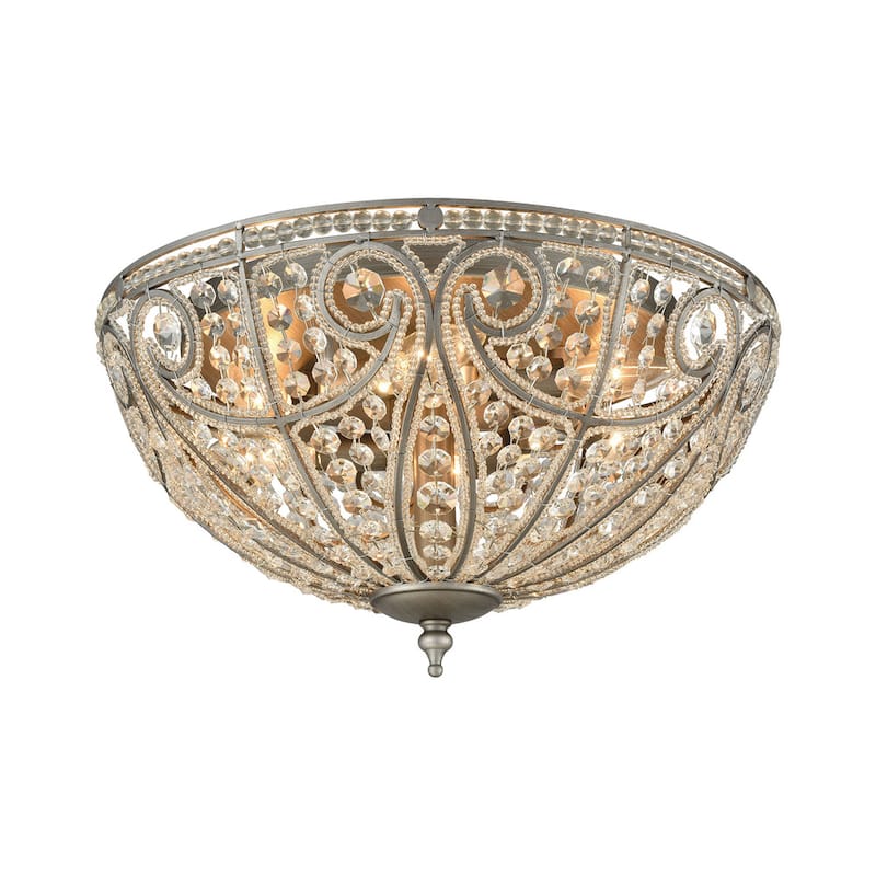 Elk Home Elizabethan Zinc With Crystal Glass 6 Light Flush Mount