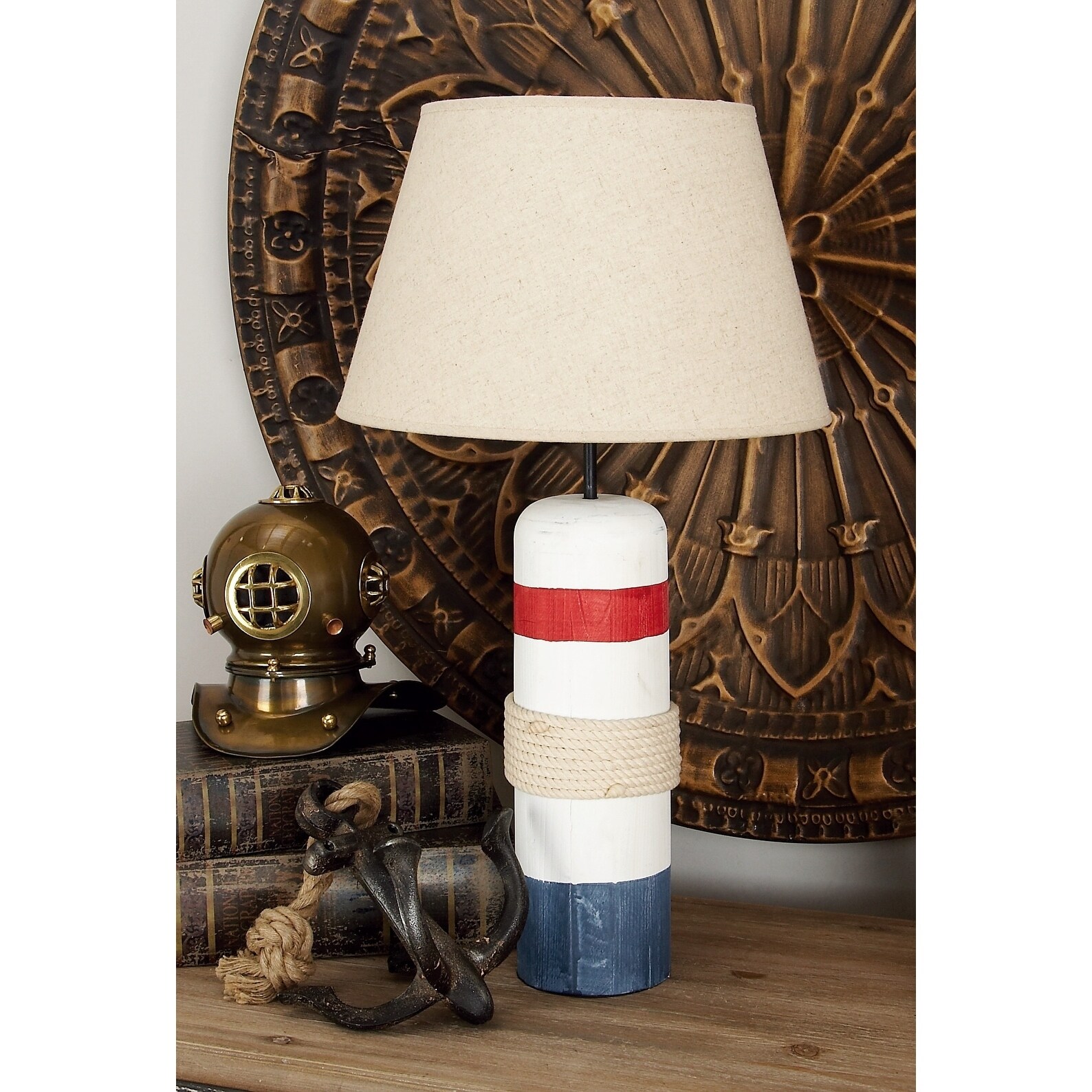 red and white lamp