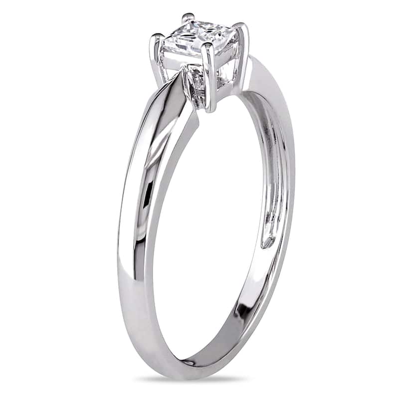 Miadora 10k White Gold 1/3ct TDW Princess-cut Diamond Solitaire Ring