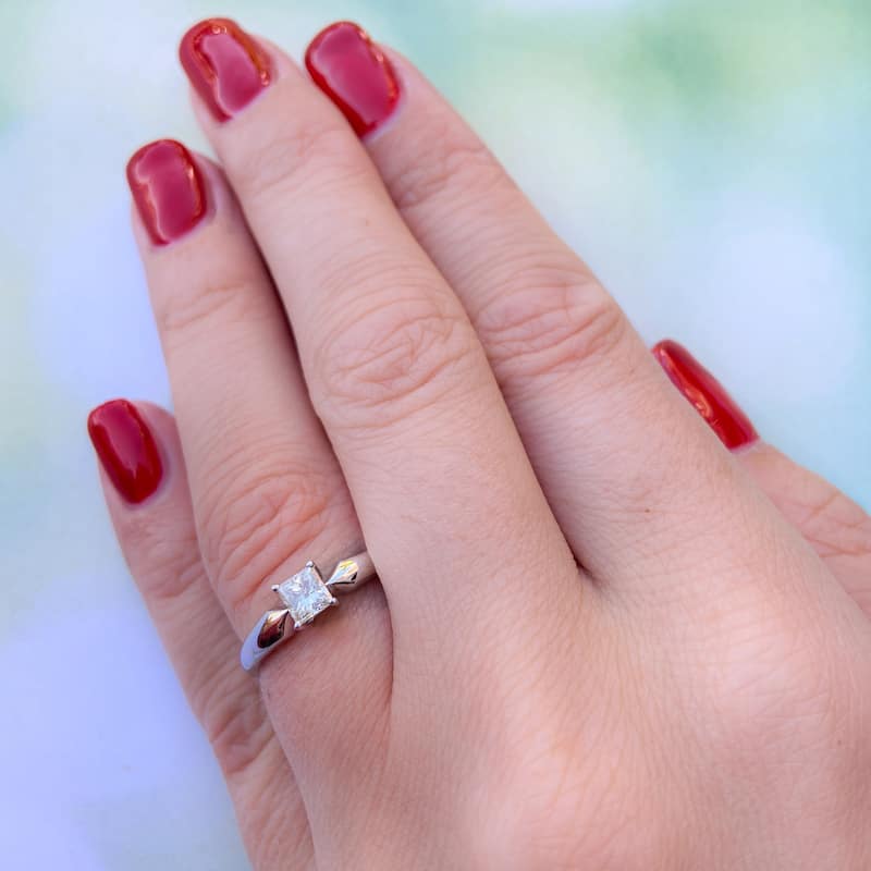 Miadora 10k White Gold 1/3ct TDW Princess-cut Diamond Solitaire Ring