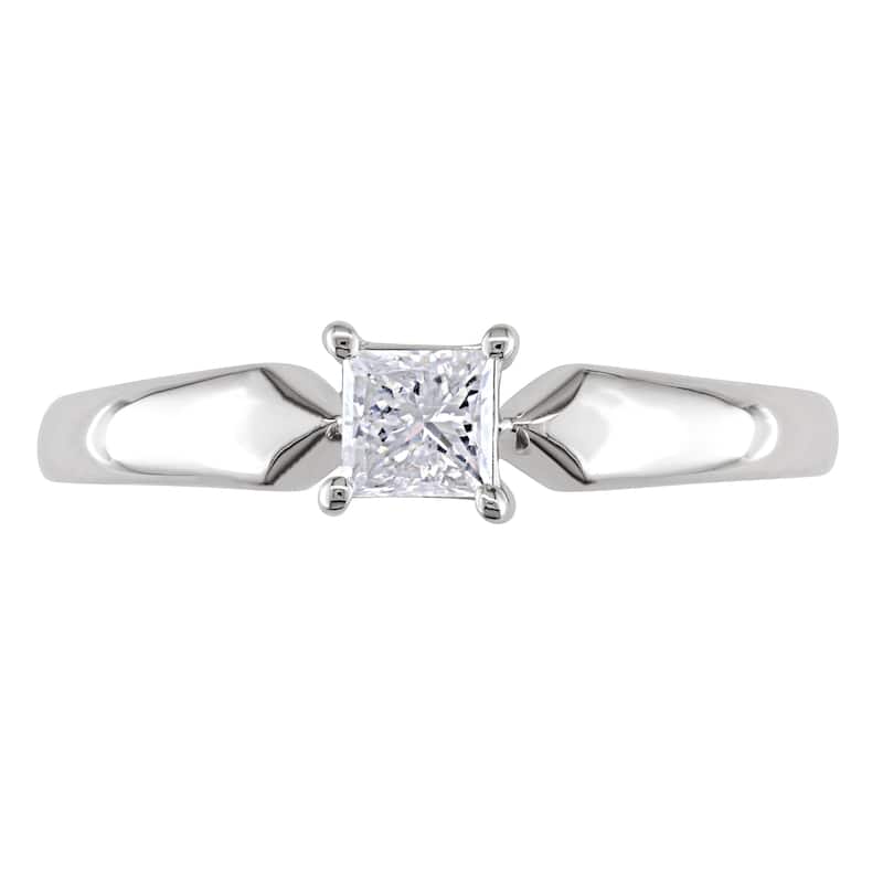 Miadora 10k White Gold 1/3ct TDW Princess-cut Diamond Solitaire Ring