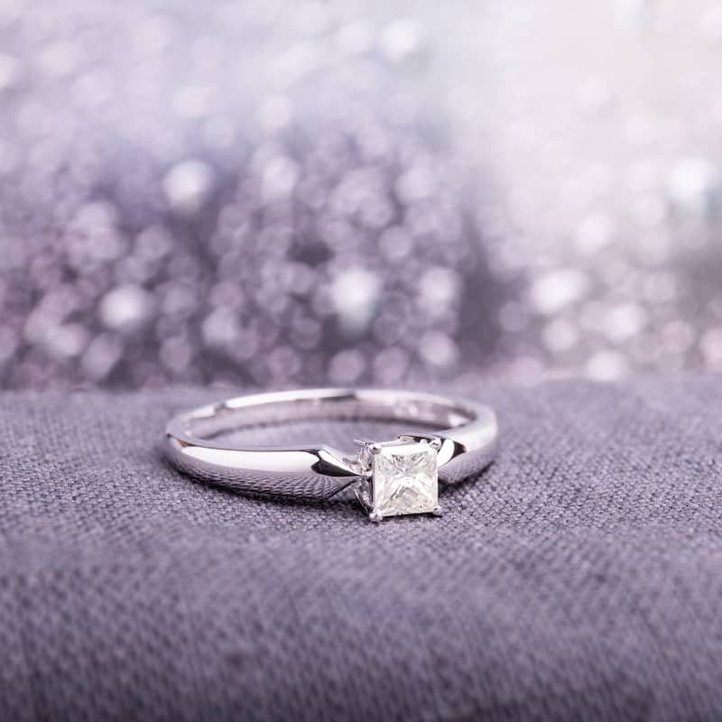 Miadora 10k White Gold 1/3ct TDW Princess-cut Diamond Solitaire Ring