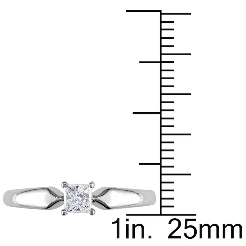 Miadora 10k White Gold 1/4ct TDW Princess-cut Diamond Solitaire Ring