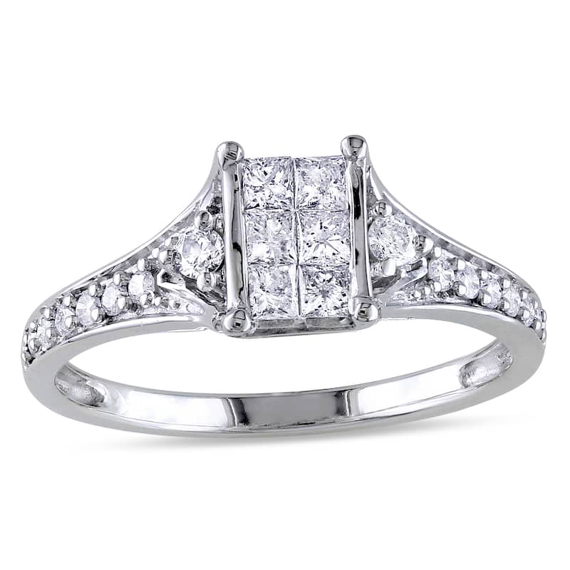Miadora 10k White Gold 1/2ct TDW Princess-cut Diamond Engagement Ring (G-H, I2-I3)