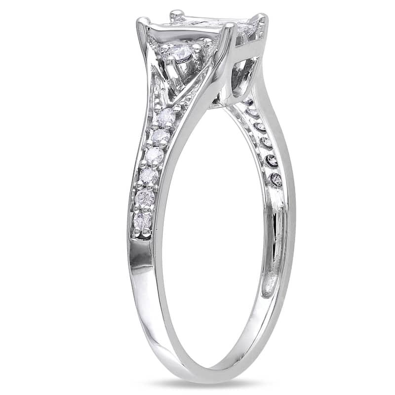 Miadora 10k White Gold 1/2ct TDW Princess-cut Diamond Engagement Ring (G-H, I2-I3)