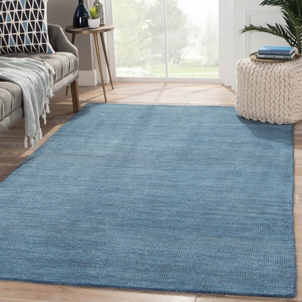 Shop Hand-Knotted Solid Blue Area Rug (5&#39; X 8&#39;) - 5&#39; x 8&#39; - On Sale - Free Shipping Today ...