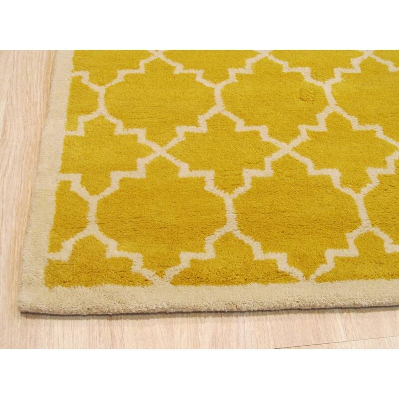 Hand-tufted Wool Yellow Transitional Moroccan Moroccan Rug