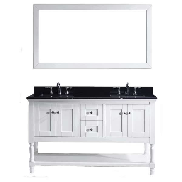 Julianna 60 Inch Double Vanity Black Granite Top With Mirror Julianna 60 Inch Double Vanity Black Granite Top With Mirror