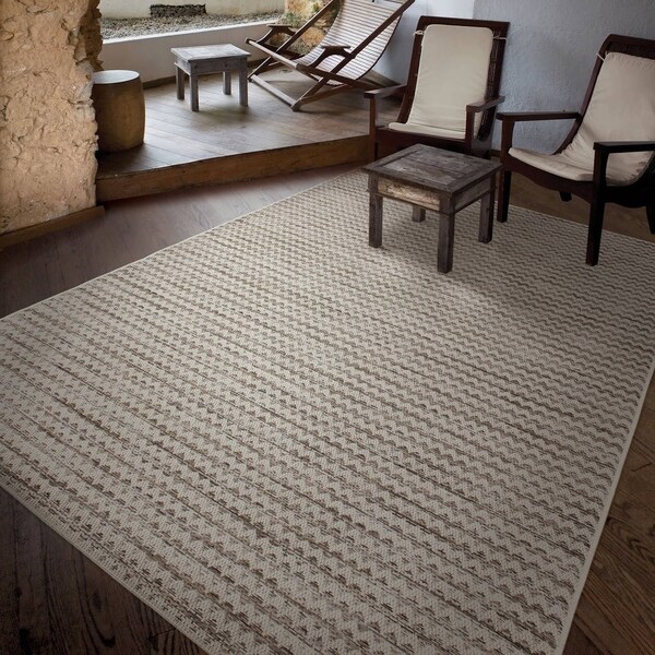 Carolina Weavers Boardwalk Collection White Shores Ivory Area Rug - 7'7 x 10'10