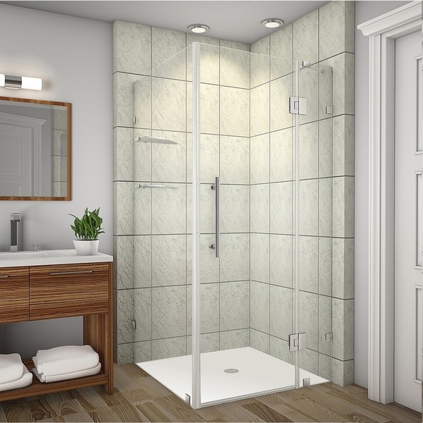 Aston Avalux GS 37 x 32 x 72-inch Completely Frameless Shower Enclosure with Glass Shelves