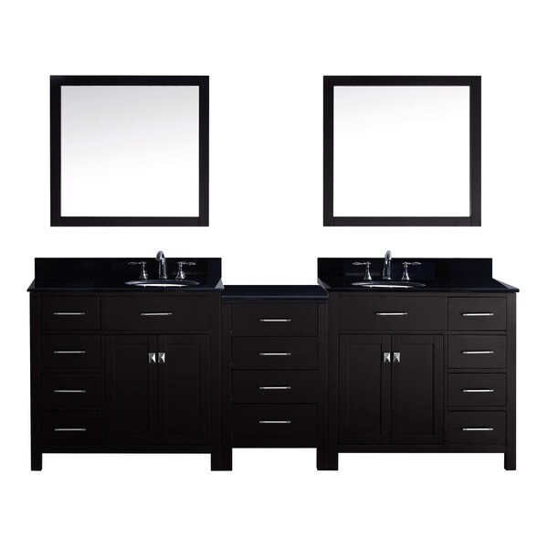 Caroline Parkway 93 Inch Espresso Double Vanity Black Granite Caroline Parkway 93 Inch Espresso Double Vanity Black Granite Top Mirror