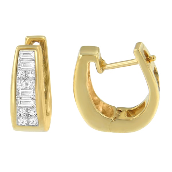 14k Yellow Gold 1 2ct Tdw Princess And Baguette Diamond 14k Yellow Gold 1 2ct Tdw Princess And Baguette Diamond Earrings I J Vs1
