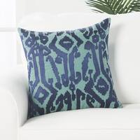 Tribal Pattern Blue Cotton Poly Fill Pillow - 18 inch