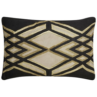 Nikki Chu Tribal Pattern Black/Taupe Linen Poly Fill Pillow - (16"x24")