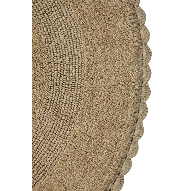 36 Inches Round Cotton Bath Rug Reversible Hand Knitted Crochet Border