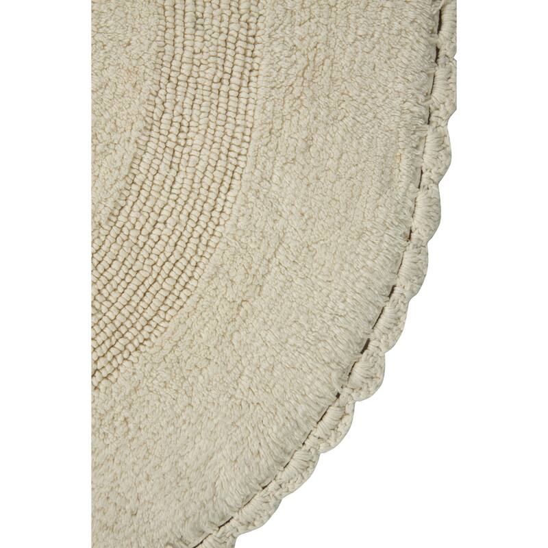 36 Inches Round Cotton Bath Rug Reversible Hand Knitted Crochet Border