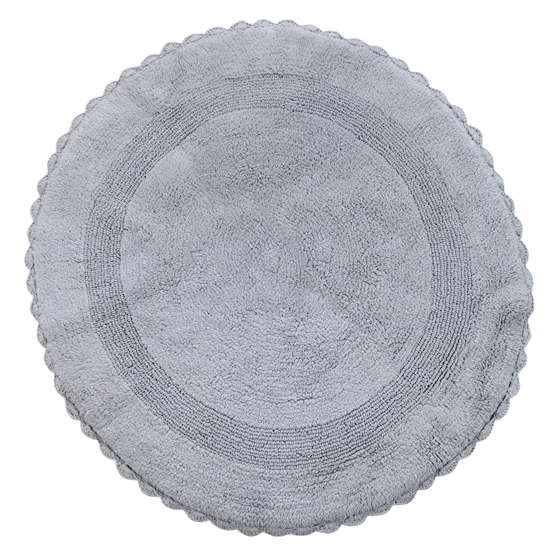 36 Inches Round Cotton Bath Rug Reversible Hand Knitted Crochet Border