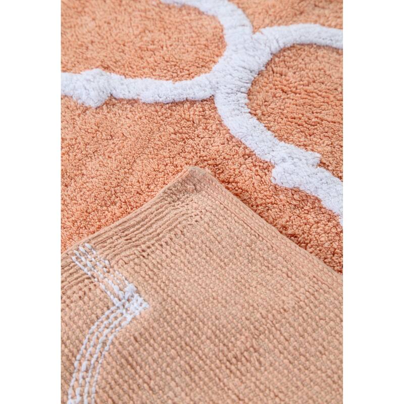 Saffron Fabs Bath Rug, Cotton, Non-Skid, Geometric, Machine Washable