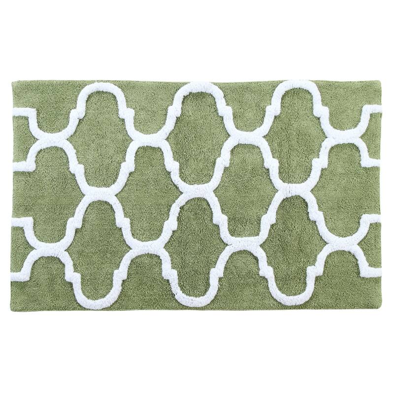 Saffron Fabs Bath Rug, Cotton, Non-Skid, Geometric, Machine Washable