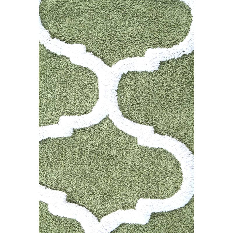 Saffron Fabs Bath Rug, Cotton, Non-Skid, Geometric, Machine Washable